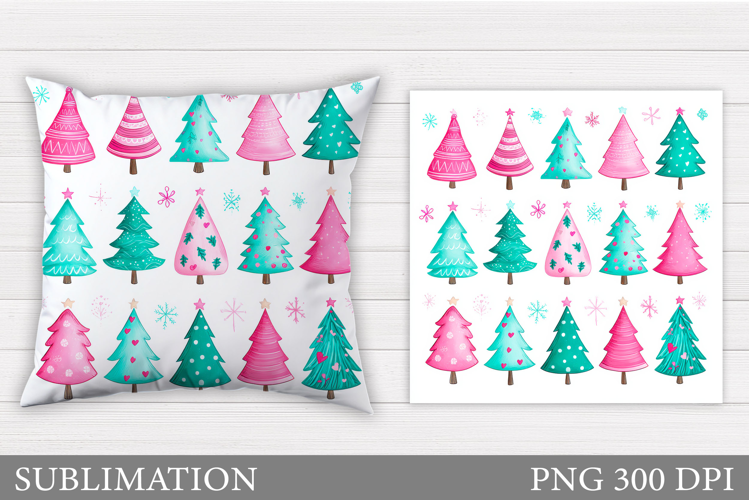 Christmas Tree Pillow Design. Christmas Pillow Sublimation