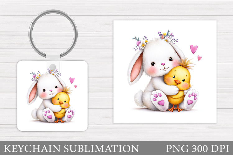 Cute Bunny Keychain Design. Cute Chick Keychain Sublimation
