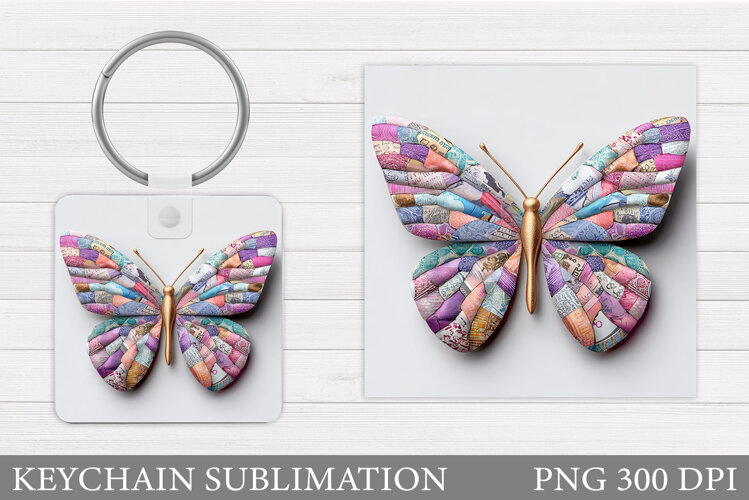 Butterfly Keychain Design. Butterfly Square Keychain example image 1