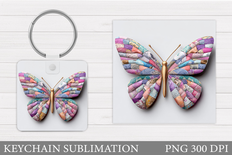 Butterfly Keychain Design. Butterfly Square Keychain