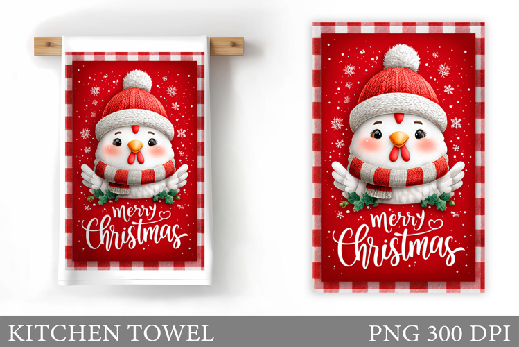 Christmas Chicken Kitchen Towel. Christmas Kitchen Towel