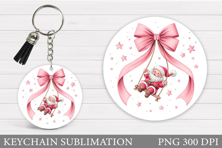 Cute Santa Claus Keychain. Christmas Keychain Sublimation