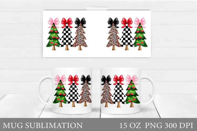 Christmas Tree Mug Design. Christmas Mug Sublimation