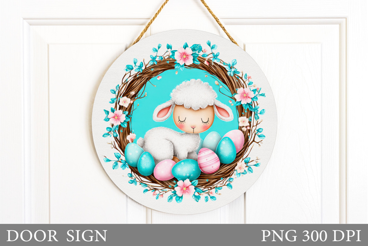 Easter Lamb Door Sign Design. Easter Door Sign Sublimation