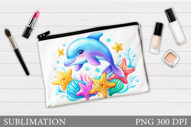 Dolphin Makeup Bag Sublimation. Dolphin Cosmetics Bag Design
