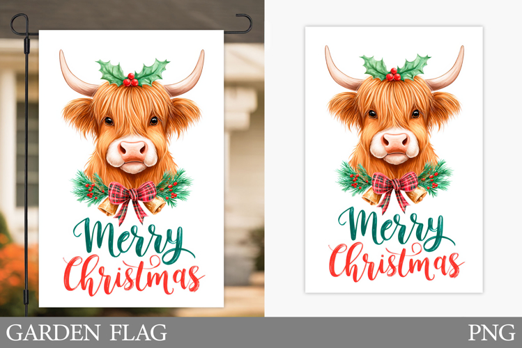 Christmas Cow Garden Flag. Christmas Garden Flag Sublimation