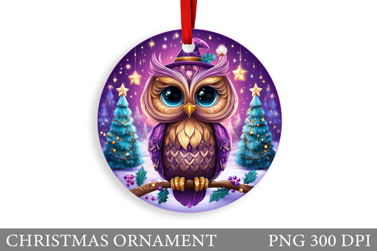 Christmas Owl Christmas Ornament. Christmas Owl Sublimation example image 1