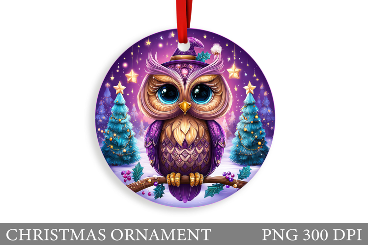 Christmas Owl Christmas Ornament. Christmas Owl Sublimation