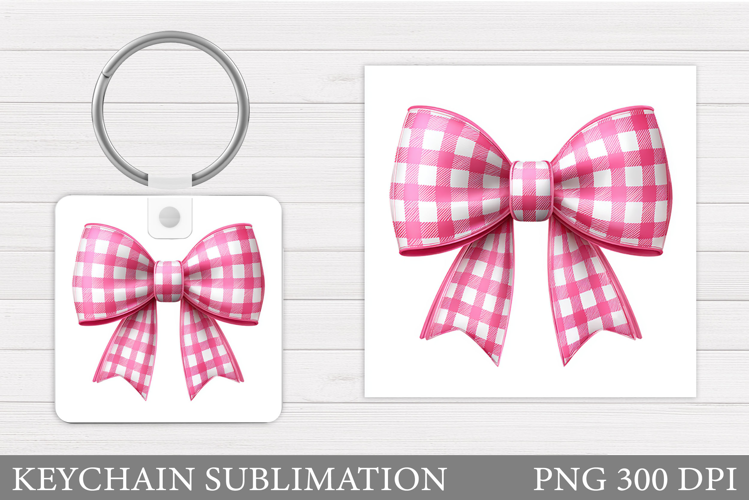 Pink Bow Keychain Design. Valentine Keychain Sublimation