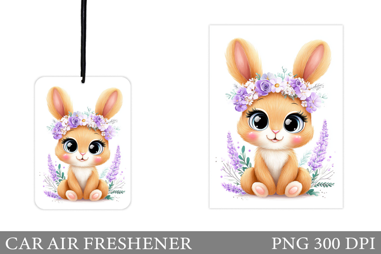 Cute Bunny Car Air Freshener Design. Cute Bunny Sublimation