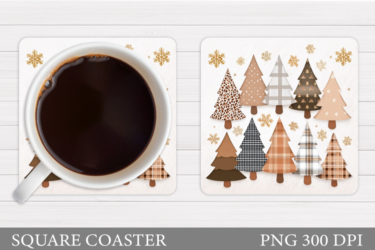 Christmas Tree Coaster Design. Merry Christmas Coaster