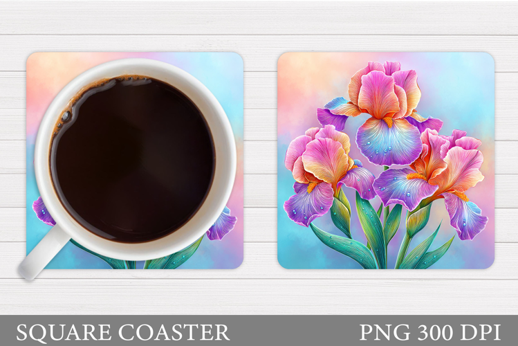 Flowers Coaster Design. Irises Coaster Sublimation