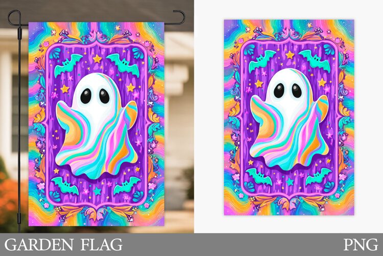 Ghost Garden Flag Sublimation. Halloween Garden Flag Design example image 1