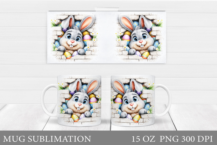 Easter Bunny Mug Design. Bunny Easter Mug Wrap Sublimation