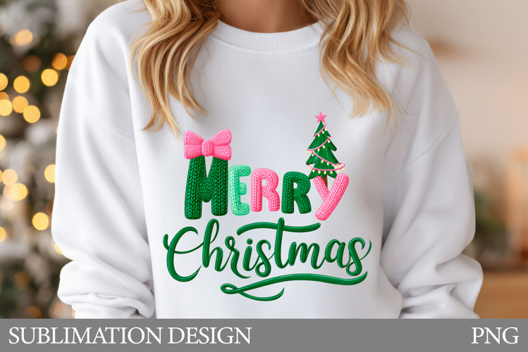 Crochet Merry Christmas T-Shirt. Christmas Sublimation