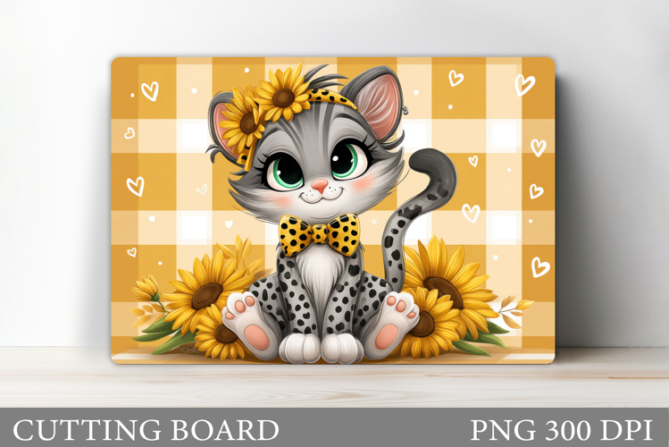 Cute Cat Cutting Board. Cat Flowers Cutting Board Design