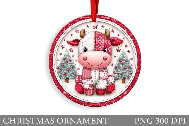 Cute Cow Christmas Ornament. Christmas Ornament Sublimation