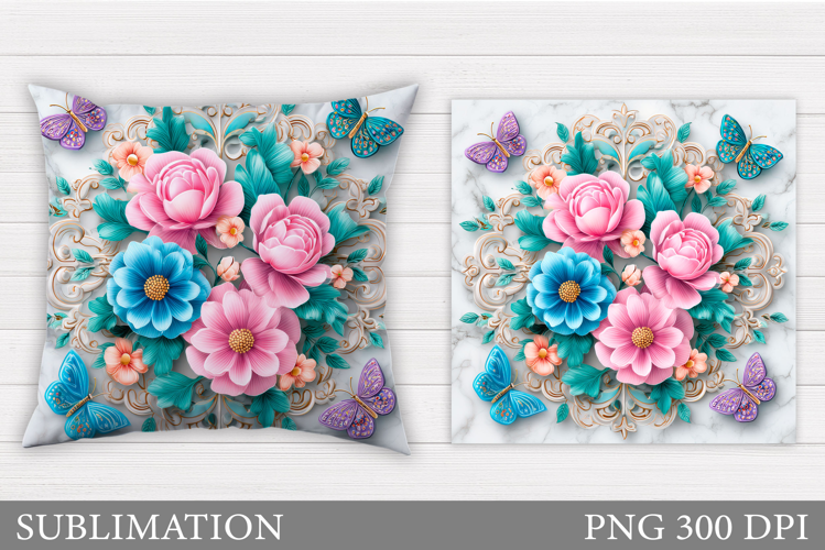Flowers Pillow Design. Floral Pillow Sublimation