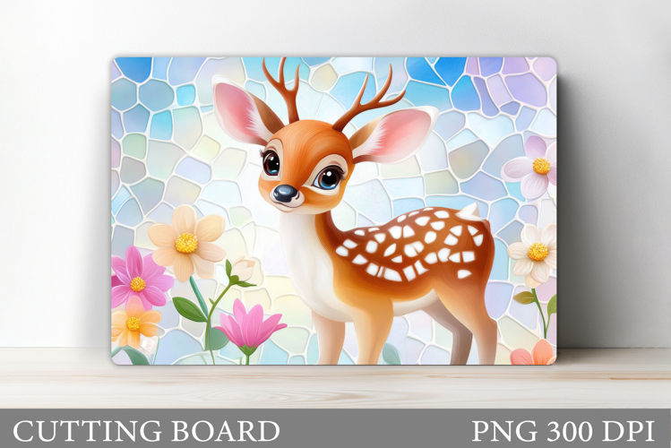 Cute Deer Cutting Board. Deer Flowers Cutting Board Design