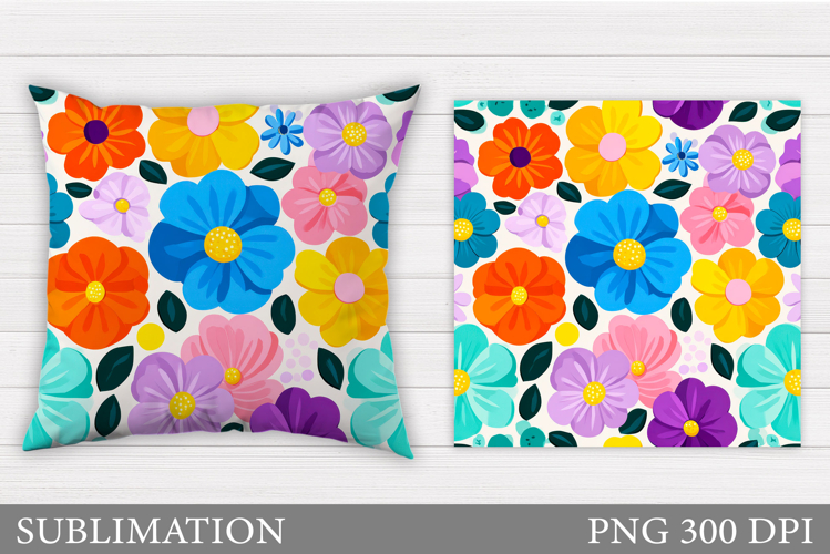 Flowers Pillow Design. Floral Pillow Sublimation