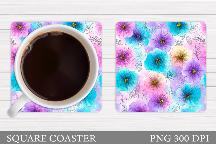 Floral Coaster Design. Flowers Coaster Sublimation