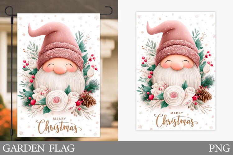 Christmas Gnome Garden Flag. Christmas Garden Flag Design