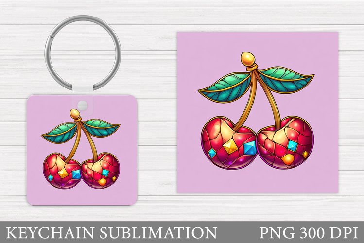 Cherry Keychain Design. Cherries Keychain Sublimation