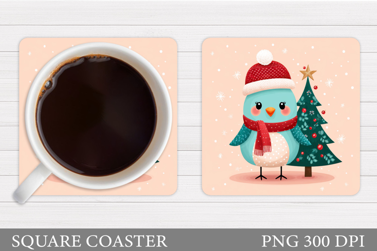 Christmas Bird Coaster Sublimation. Christmas Coaster Design