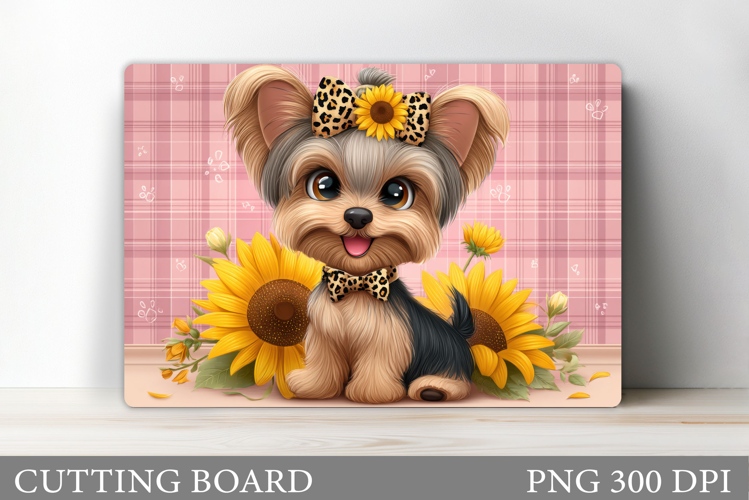 Cute Dog Cutting Board Design. Dog Flowers Cutting Board