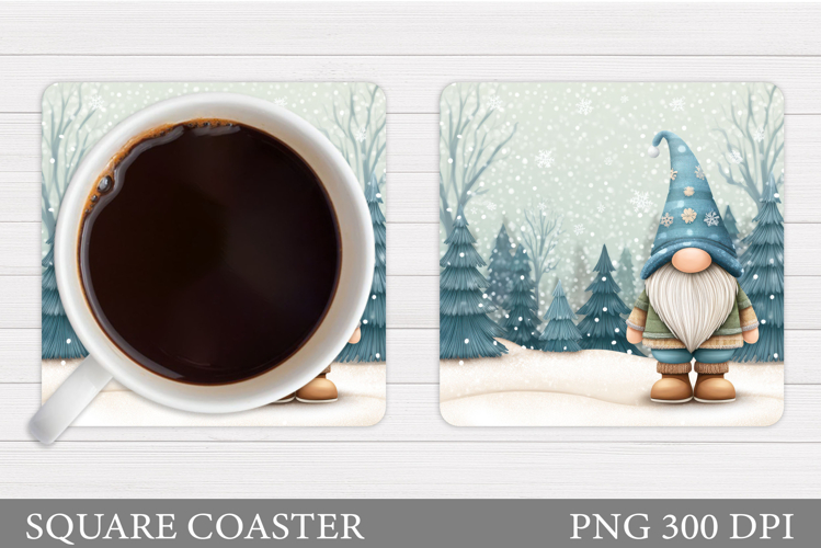 Christmas Gnome Coaster. Christmas Square Coaster Design