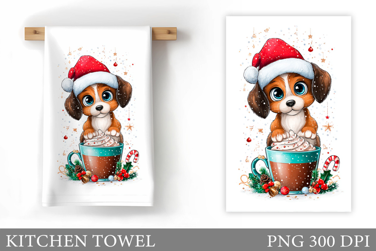 Christmas Dog Kitchen Towel. Christmas Kitchen Towel Design