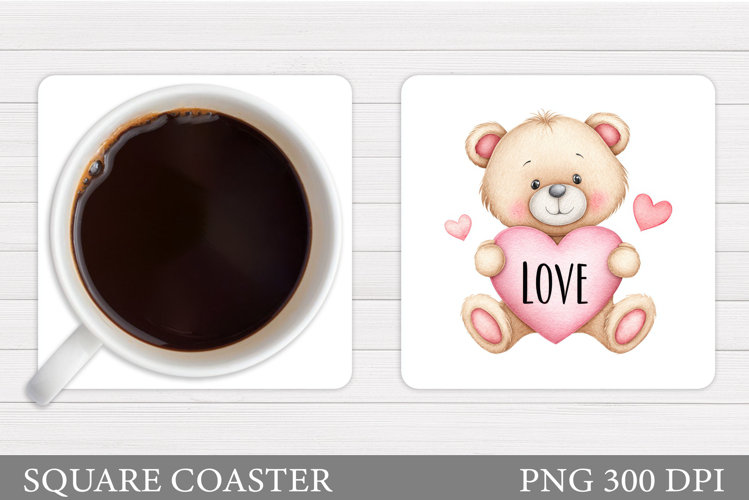 Valentines Bear Coaster. Valentines Coaster Sublimation