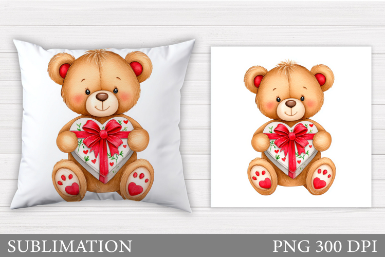 Valentines Bear Pillow Design. Valentines Pillow Sublimation