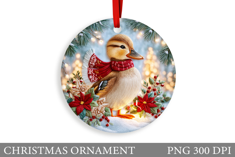 Cute Duck Christmas Ornament. Christmas Duck Sublimation