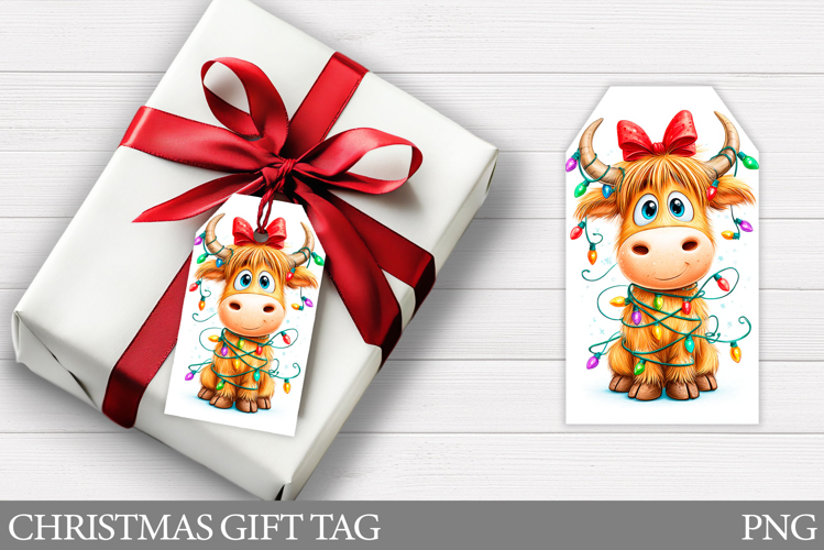 Christmas Gift Tag Design. Christmas Cow Gift Tag Printable