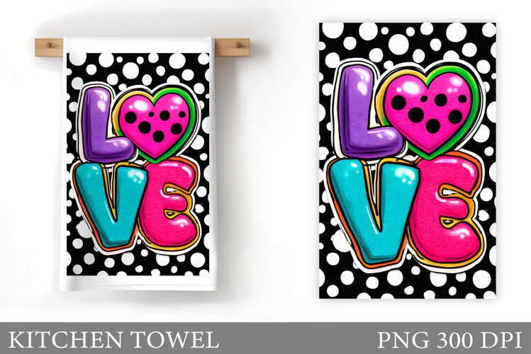 Love Kitchen Towel Sublimation. Valentines Kitchen Towel example image 1