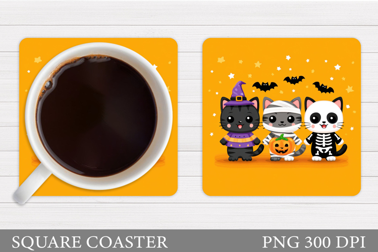 Halloween Cat Coaster Design. Halloween Coaster Sublimation
