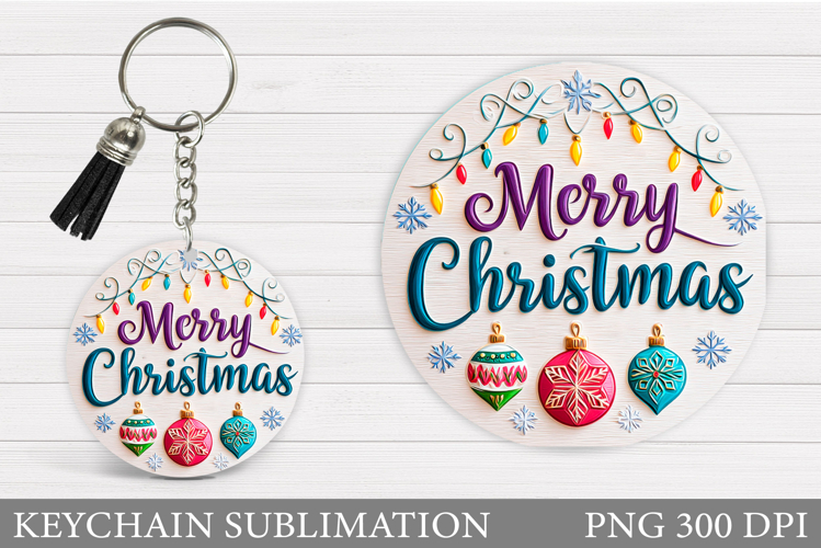 Merry Christmas Keychain. Christmas Keychain Design