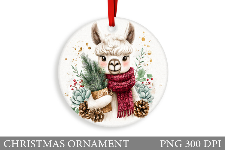 Cute Lama Christmas Ornament. Christmas Ornament Design