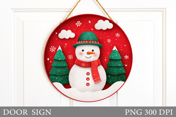 Christmas Snowman Door Sign. Christmas Door Sign Sublimation