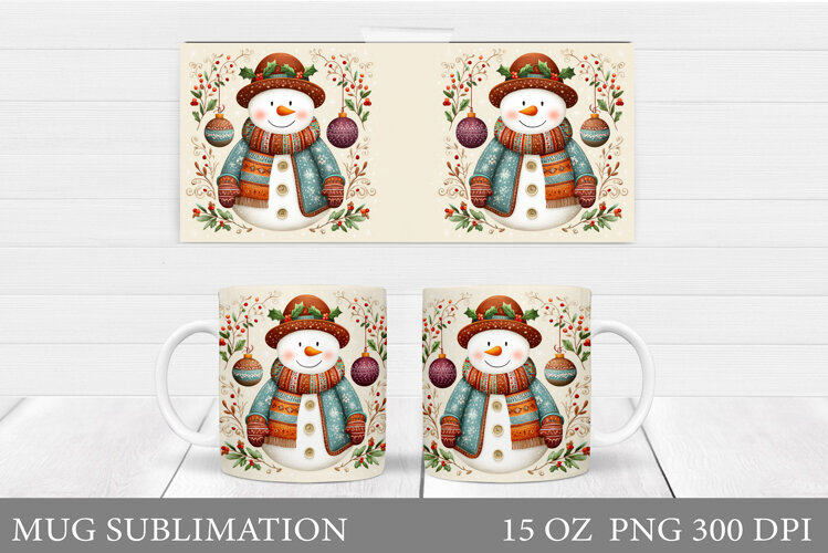 Cute Snowman Mug Design. Christmas Mug Sublimation example image 1