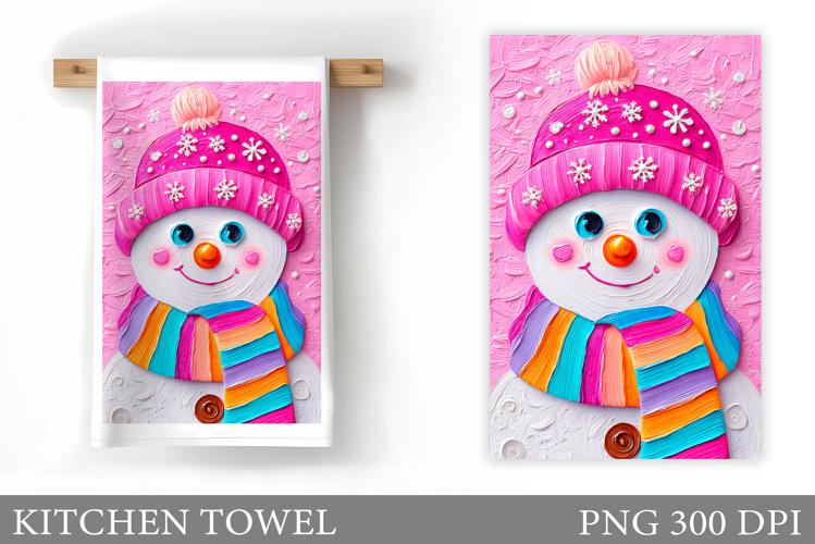 Snowman Kitchen Towel Design. Christmas Kitchen Towel