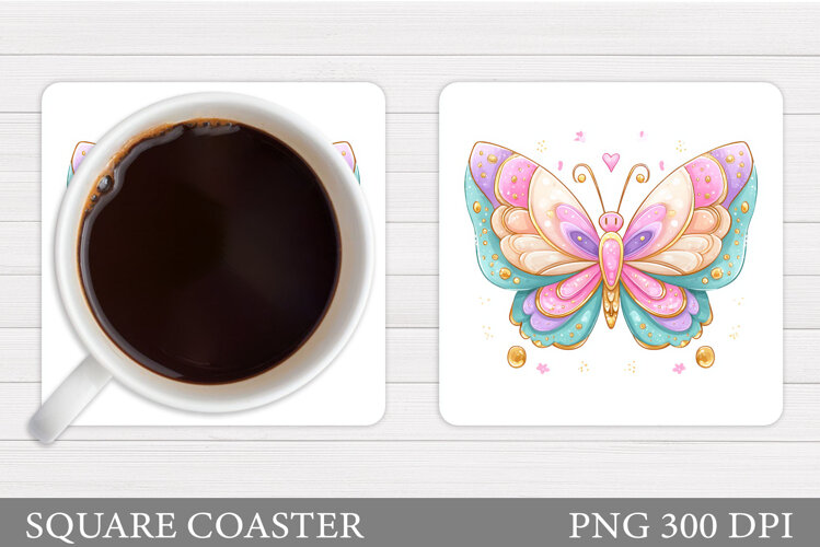 Butterfly Coaster Design. Butterfly Sublimation example image 1