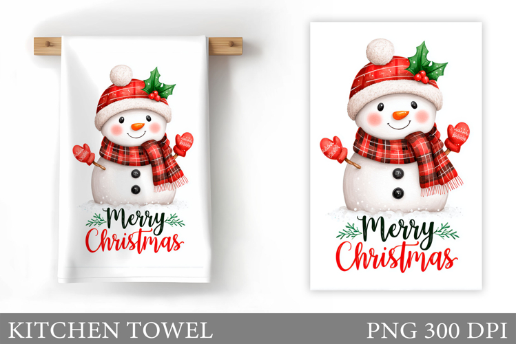 Snowman Kitchen Towel Design. Christmas Kitchen Towel
