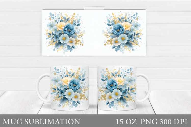 Flowers Mug Sublimation. Floral Mug Wrap Design