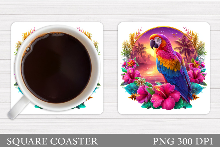 Parrots Coaster Design. Parrot Coaster Sublimation