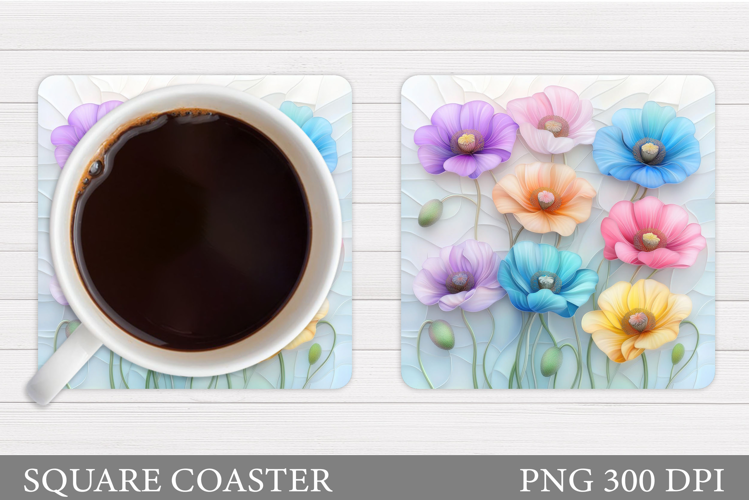 Floral Coaster Design. Flowers Coaster Sublimation