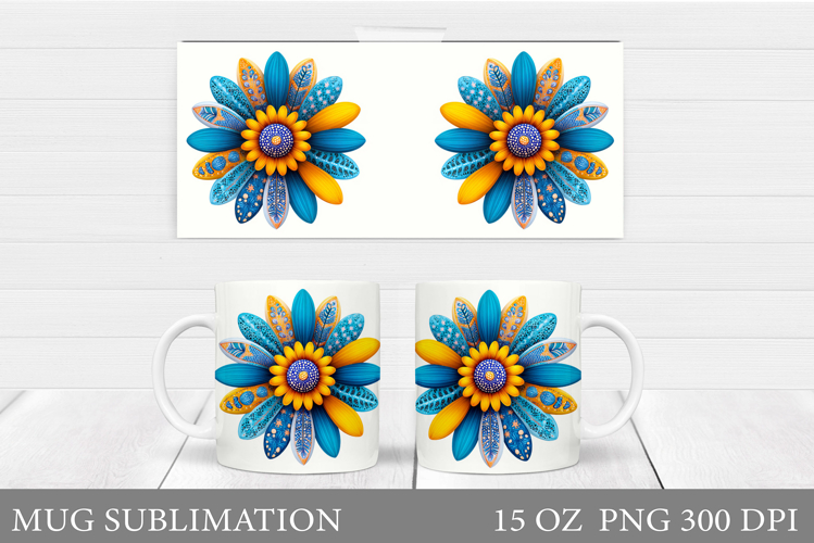 Flower Mug Sublimation. Floral Mug Wrap Design