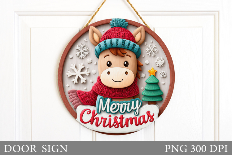 Christmas Horse Door Sign. Christmas Door Sign Sublimation
