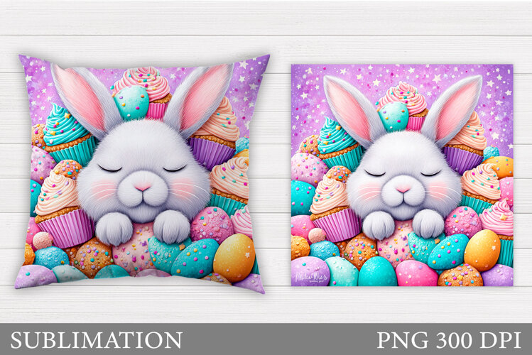 Easter Bunny Sublimation. Easter Bunny Pillow Design example image 1